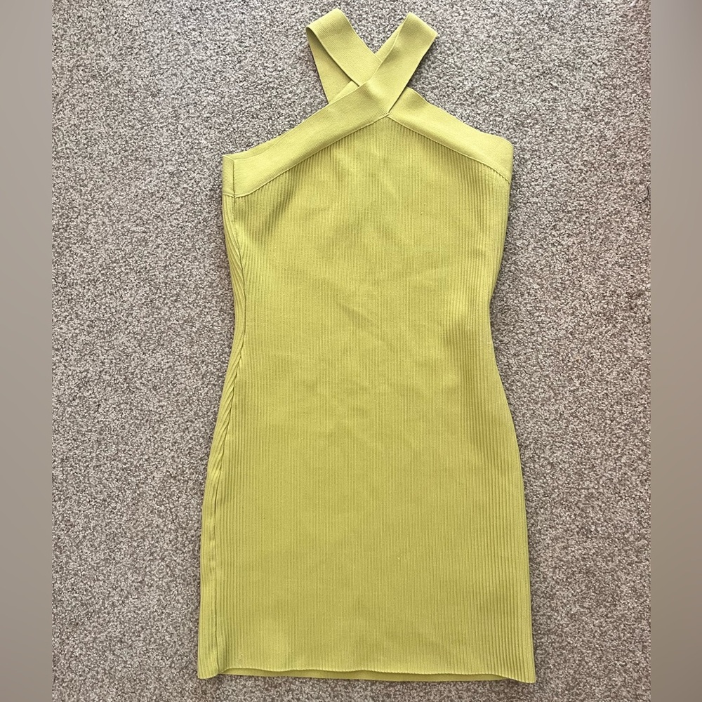 Sincerely Jules Lime Green Cross Neck Dress